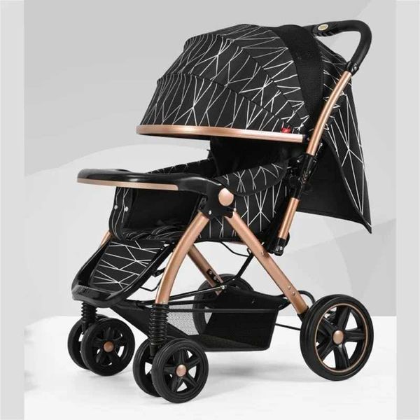 Newborn Baby Stroller Can Sit and Lie 0~6 Years Old Light One-Key Folding Four-Wheel Suspension Trolley Breathable and WarmXJ241231