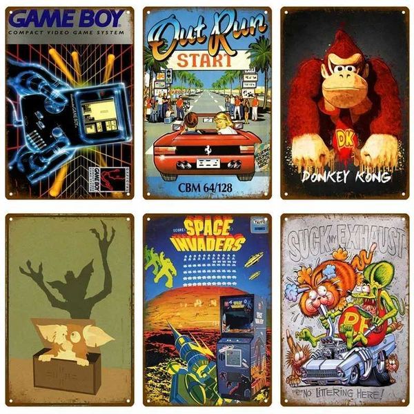 Metal Painting Movie Poster Anime Cartoon Video Game Tin Sign Vintage Pin Up Plate Decor Painting Gararge Bar Man Cave Signage Shabby Plaque