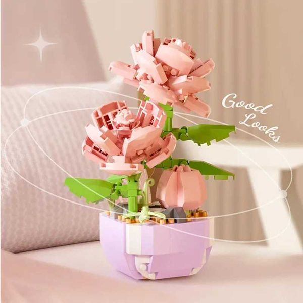 Romantic Flower Building Blocks Everlasting Bonsai Tree Gardens Micro Bricks DIY Potted Plants Model Creative Kids Kits Toys W250115