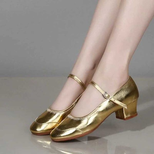 Sapatos Femininas Womens Fashion Sweet Gold Weight Ballet High Heels Womens Classic Silver Round Toe Dance Shoes A175 Y241107