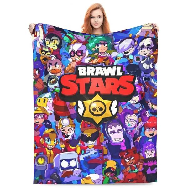 Braws Star blanket coral fleece plush decoration video game Mtifunction lightweight throw blanket for him Y241228