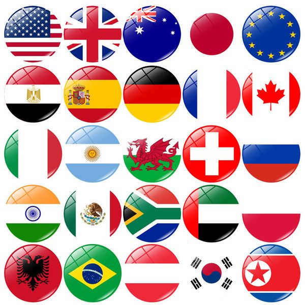 Christmas Decorations 25PCS Glass World Flags Refrigerator Magnets National Flag Fridge Stickers USA Germany French Russia Spain Britain Cou