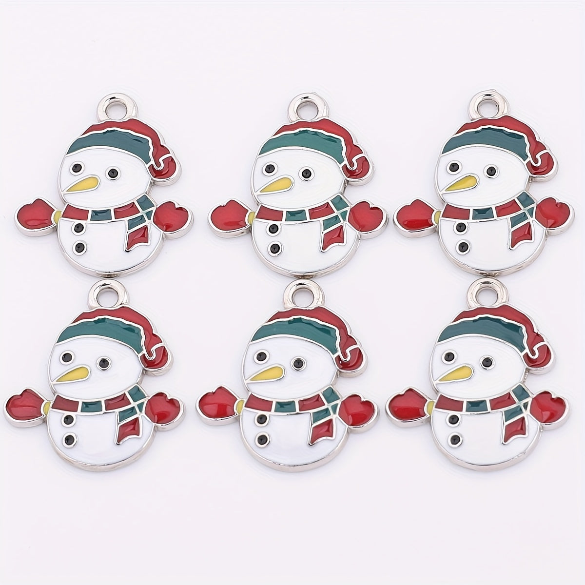 TEMU 12pcs Christmas Snowman Pendant Enamel Drip Charms - Alloy Bead Accessories For Diy Earrings, Bracelets, Necklaces, Anklets, Keychains & Bag