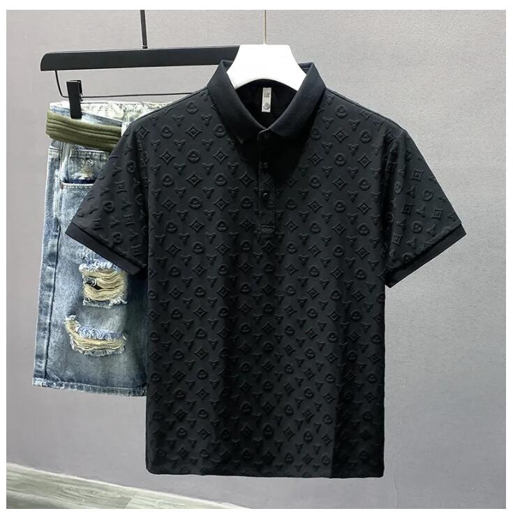 designer fashion top high quality business clothing embroidered collar details short sleeve polo shirt mens tee M-4XL