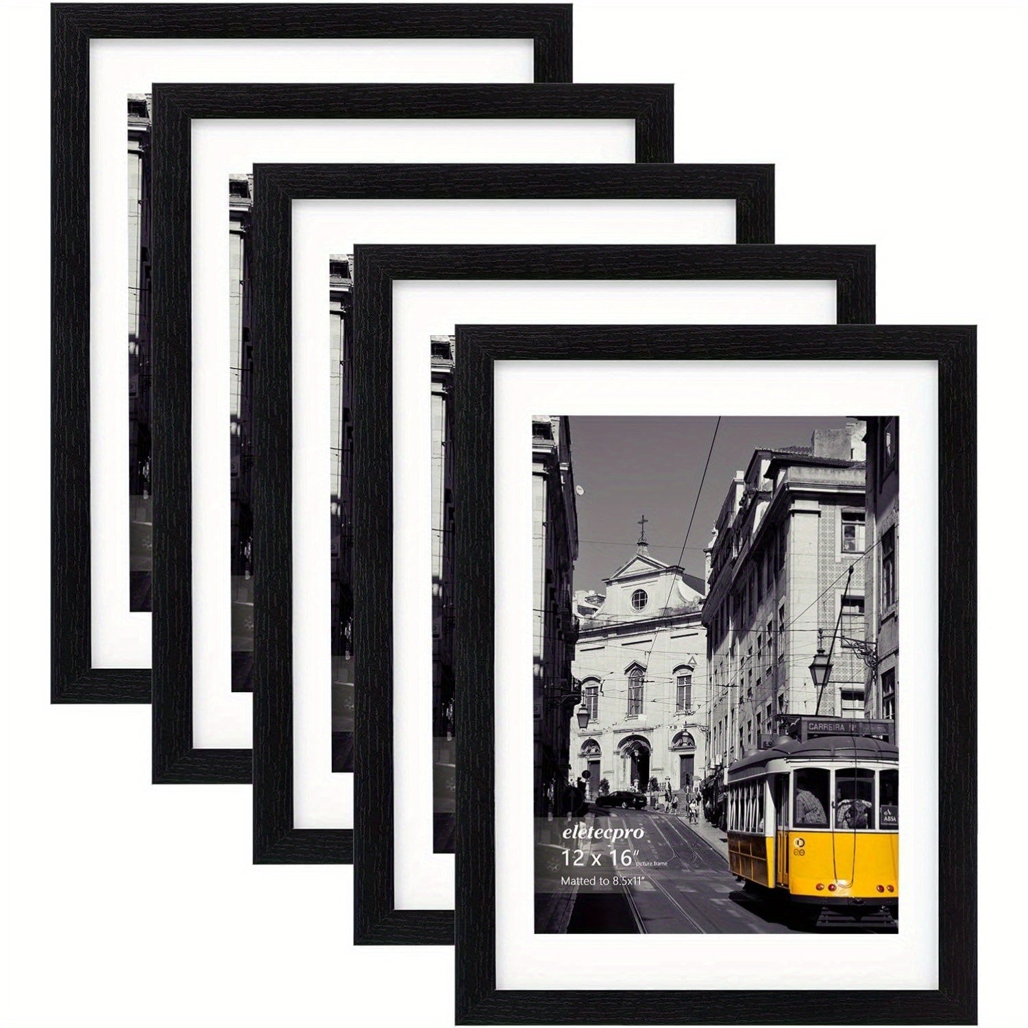 TEMU 5 Pack 12x16 Inch Wooden Picture Frames - Classic Vertical Wall & Wall Decor, Lightweight Polished , Single Photo Frame For Home, Christmas,