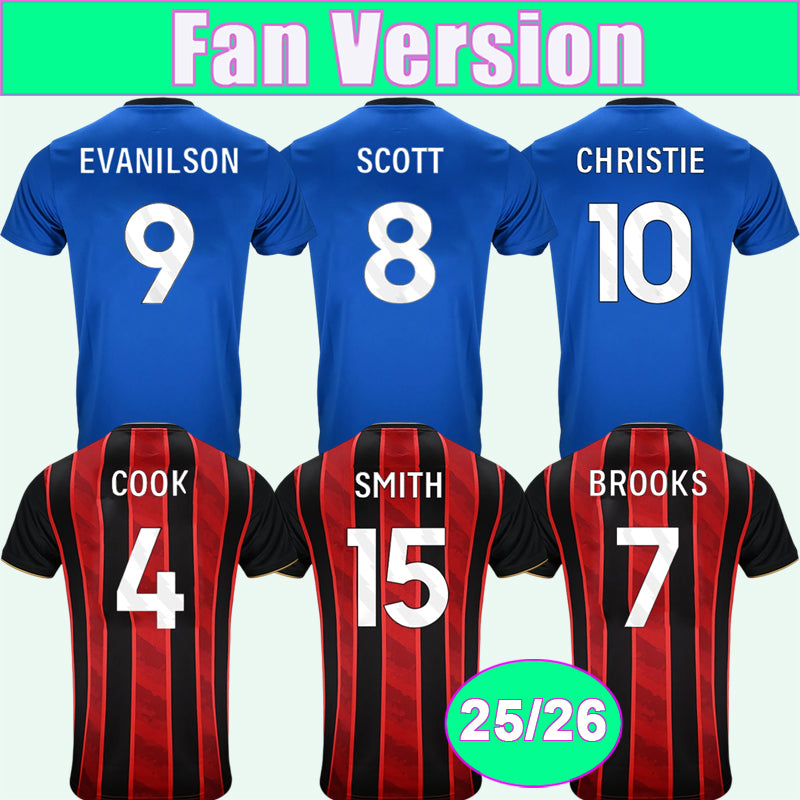 25 26 SMITH Mens Soccer Jerseys COOK BROOKS SCOTT EVANILSON CHRISTIE O. DANGO ADAMS TAVERNIER SINISTERRA KLUIVERT Home Away Football Shirts