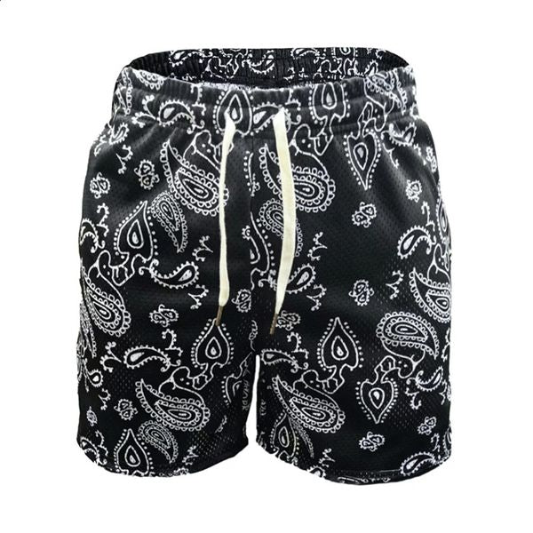 Men Sports Shorts Fitness Bodybuilding Men Casual Paisley Shorts Jogger Bermuda Rápido Shorts respiráveis secos 250114