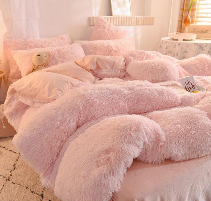 Psh Duvet Cover Set 4 Pieces King Queen Size Ultra Soft Bedding Set Faux Fur Design Comforter Home Bed Textiles1714886