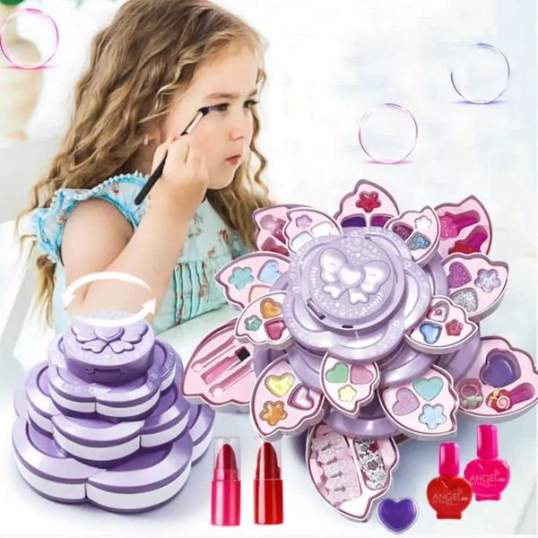 for Princess Girl Glitter Eyeshadow Nail Polish Makeup Mirror Lipstick Kids Makeup Tool Set Beauty Pretend Toy Cosmetic Kits Z241128