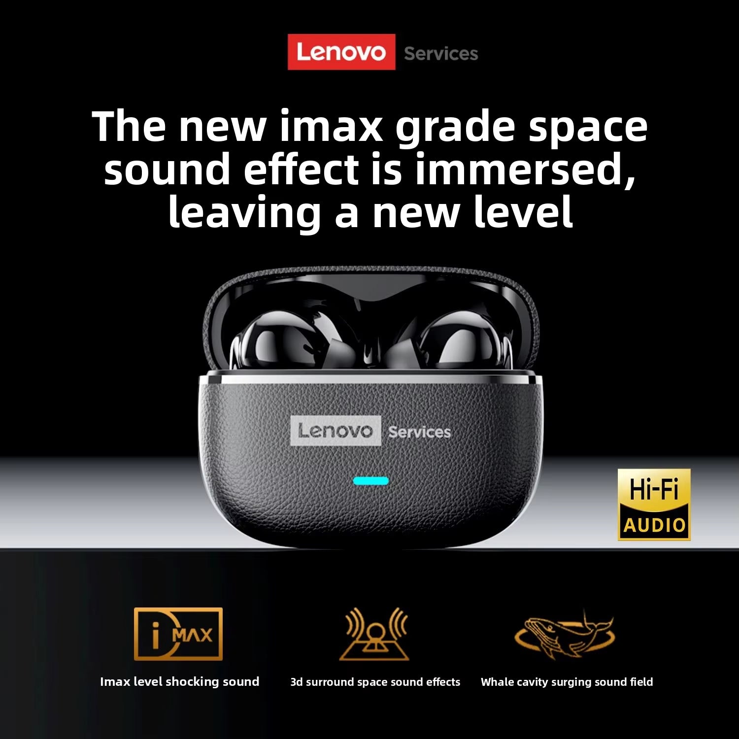 LenovoService Wireless Headphones TWS 6.0 Bluetooth Earphones Breathing Light Display Long Battery Music LE208 Game ENC Noise Cancelling Earbuds