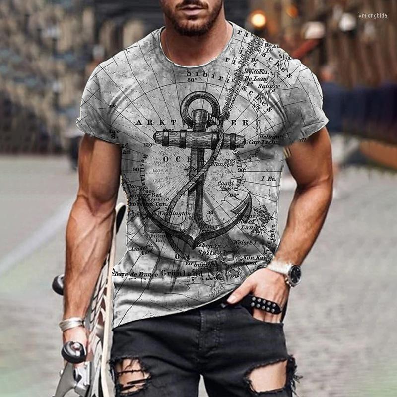 Men&#039;s T Shirts Summer Men&#39;s T-Shirt 3D-Printed Anchor Short Sleeved Shirt Jesus Cross Sport Breathable Large Size 110-6XL