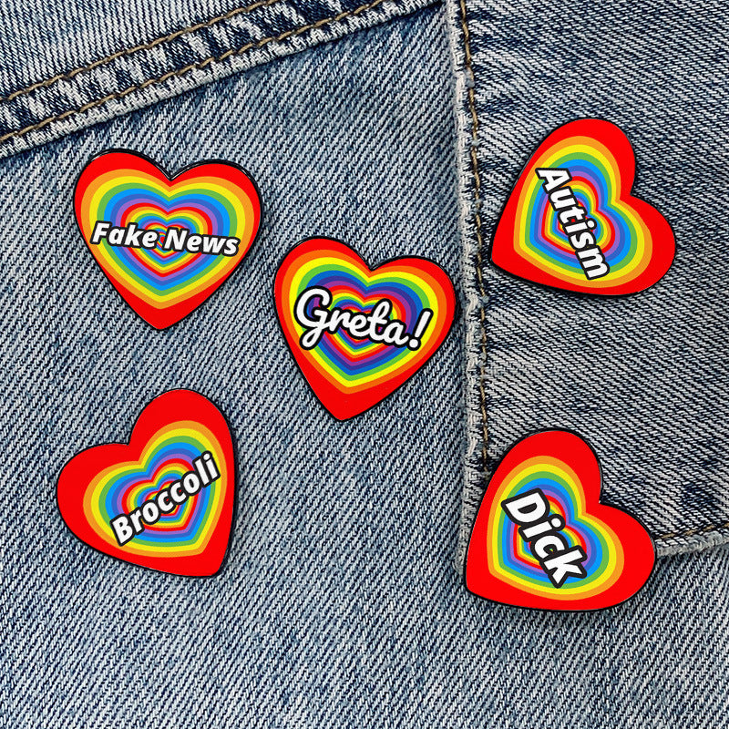 i love rainbow heart badge Cute Anime Movies Games Hard Enamel Pins Collect Cartoon Brooch Backpack Hat Bag Collar Lapel Badges