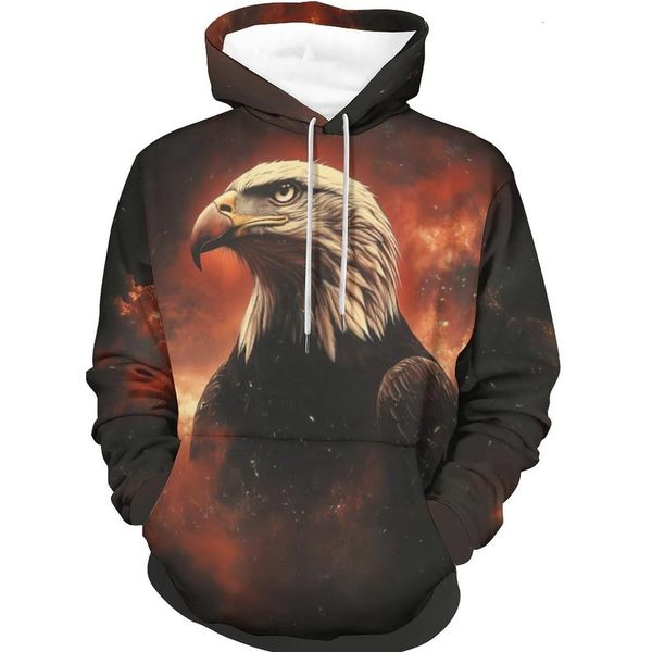 Hoodie para masculino masculino masculino careca em águia com tema com tema com moletom de moletom com moletom de moletom de moletom quente