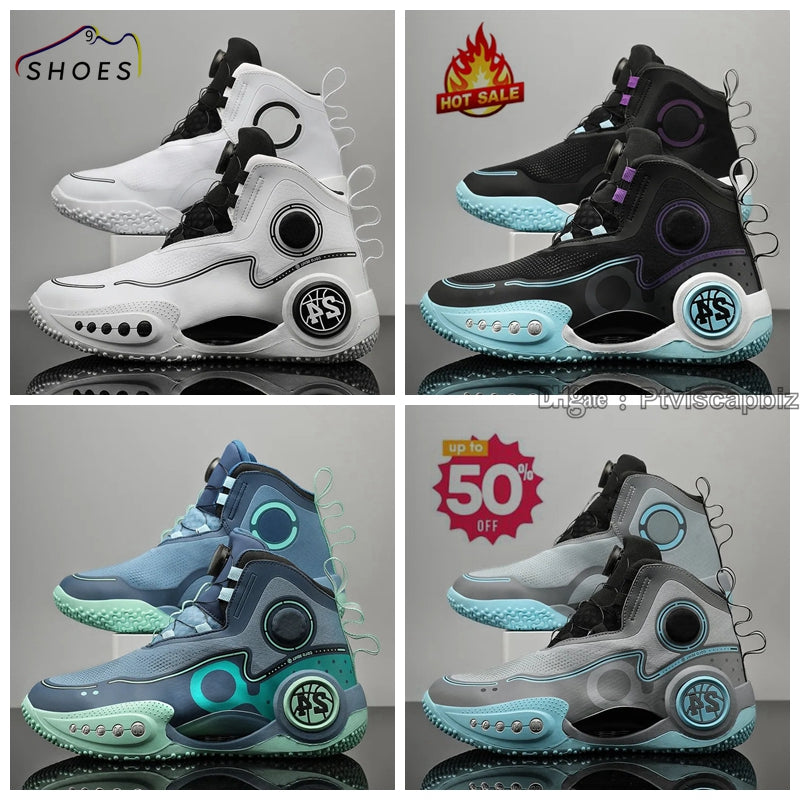 Men&#039;s 24S Sneakers - Black-White-Navy Leather & Mesh Athletic Footwear for Outdoor Activities