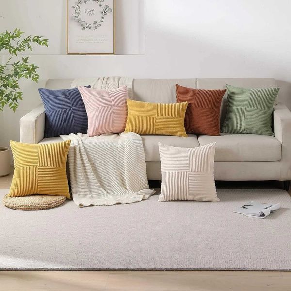 High Quality Green Pahwork 50x50cm soft cushion cover used for sofa living Ro strip modern e Throw cover decorative box T241113