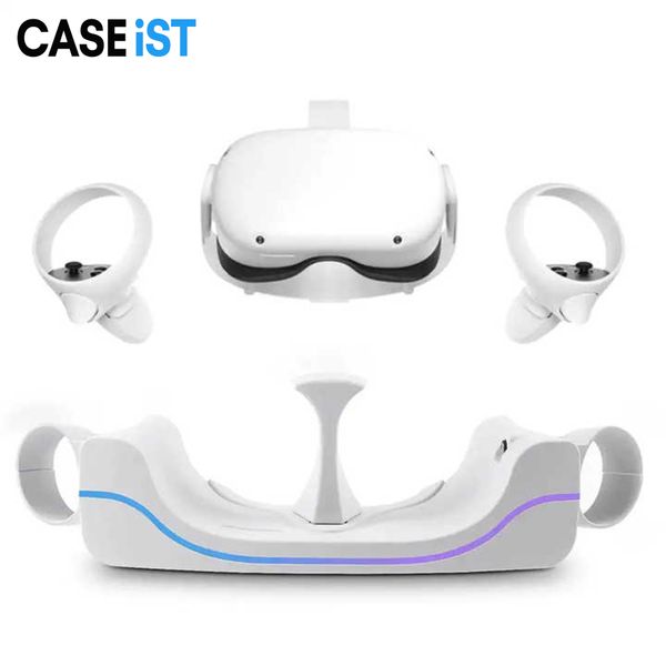 CASEiST VR Headset Charger Glasses bracket Fast Charging Station Dock Holder Magnetic Gaming Controller Stand RGB Breath Light Wall Mount Fo