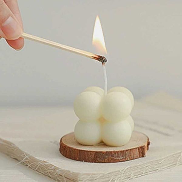 Small scented candles mini cube bubble wax candles aromatherapy for home bedrooms weddings holidays party decorations CL240907