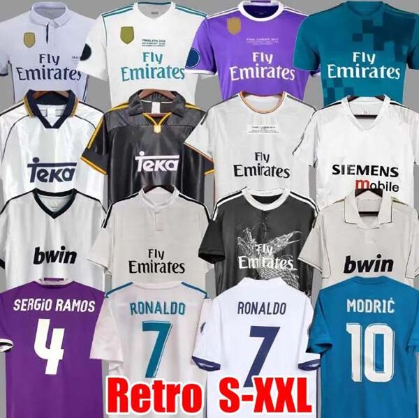 Retro Soccer Jersey Long Sleeve Real MadridS Football Shirts GUTI Ramos SEEDORF CARLOS 12 13 14 15 16 17 RONALDO ZIDANE Beckham RAUL 00 01 0
