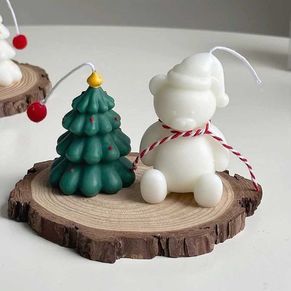 Christmas Scented Candles Xmas Tree Shaped Candle Cartoon Bear Shaped Candle New Year Gifts Christmas Decoration M240905
