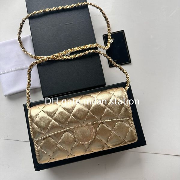Designer Shoulder Chain Bag Shiny Gold bag silver Clutch Flap Handbag Totes Bags Luxury Wallet Leather Purse Women Crossbody Bag card bag Mo