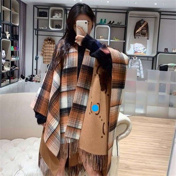 new designer womens cape coat fashionable autumn winter outerwear with scarf stylish ladies shawl