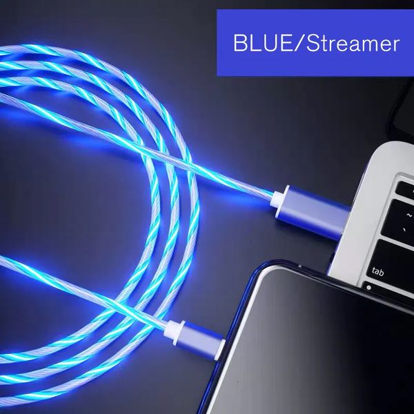 5A 1M Phone cables Glowing LED Flowing Light Type C Micro USB Cable Quick Charging Data Line iPhone cable For iPhone 14 15 Pro Max Samsung X