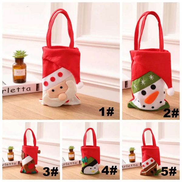 Styles 5 Candy Bags Handbag Ornament Creative Felt Cloth Gift Bag Santa Christmas Decoration Promotional Items Dh0299