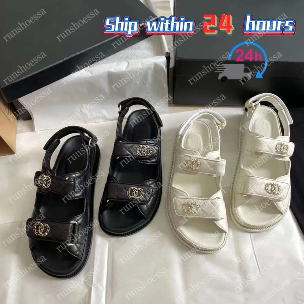 Women sandale Calfskin Dad chan shoes C Sandals Quilted Designer Sandles Shoes Platform Flats Low Heel Wedge Diamond Buckle Chan Sandal Slip On Ankl