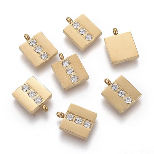316 chirurgischer Edelstahl Micro Pave klare Zirkonia Charms