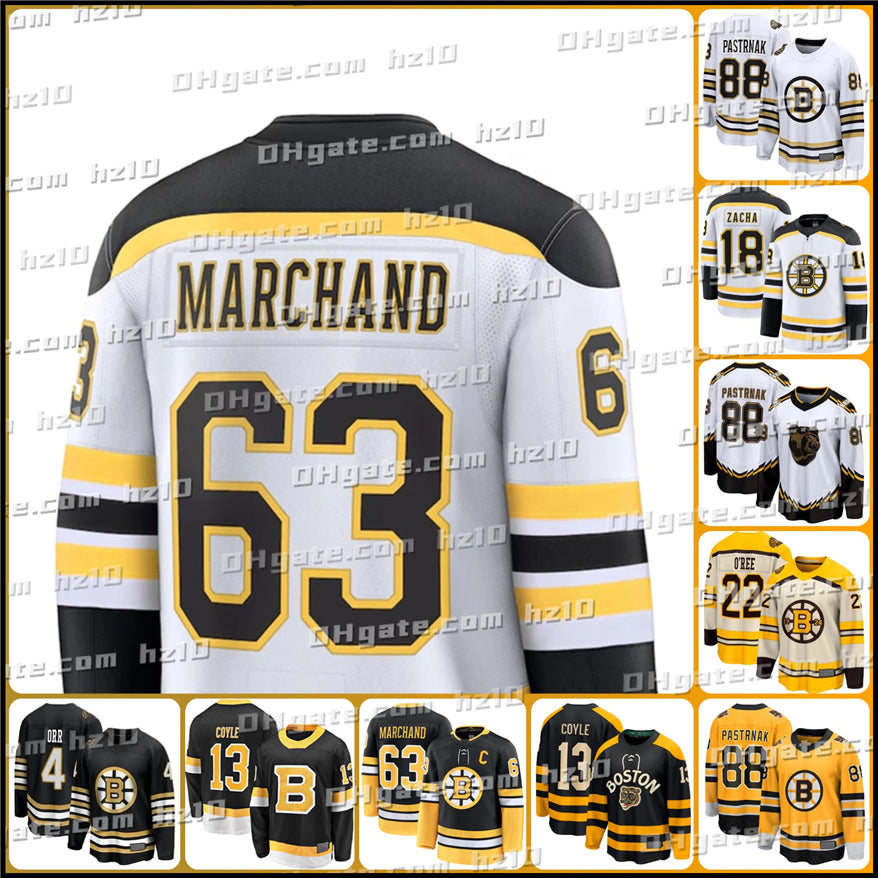 Bruins David Pastrnak Brad Marchand Morgan Geekie Charlie McAvoy Mason Lohrei Milan Lucic John Bucyk Viktor Arvidsson Pavel Zacha Custom Hockey Jers
