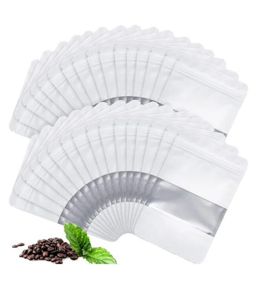 wholesale White Stand-up Smell-Proof Bag for Food-Storage Resealable bag for Candy Products Heat Sealable Self seal Bags With Window