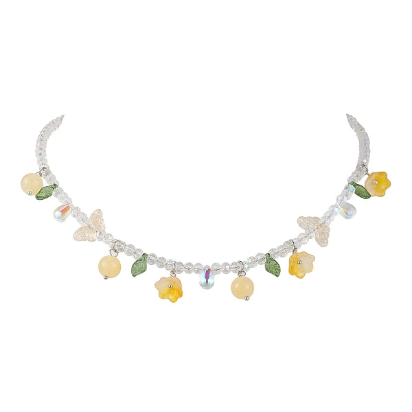 Halsketten aus Glas mit Topas-Jade-Perlen