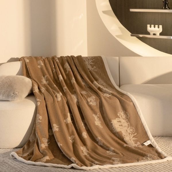 European Cotton Velvet Printed Raschel Velvet Living Room Office Nap Blanket Warm Household Four Seasons Universal Z250110