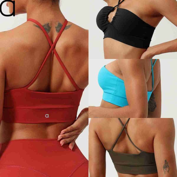 Nude Feeling New Arrivals Hollow Sports Bra Female Thin Belt Cross Back Yoga Fitness Underwear