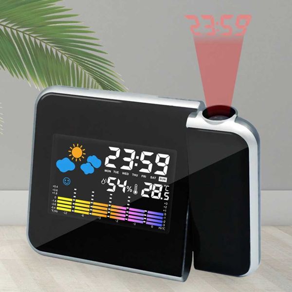 Smart alarm clock with night backlight digital LED projector desktop thermometer Hygretter Y250111