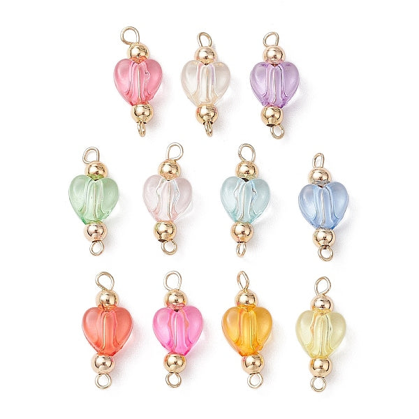 Charms de conector de corazón de acrílico transparente