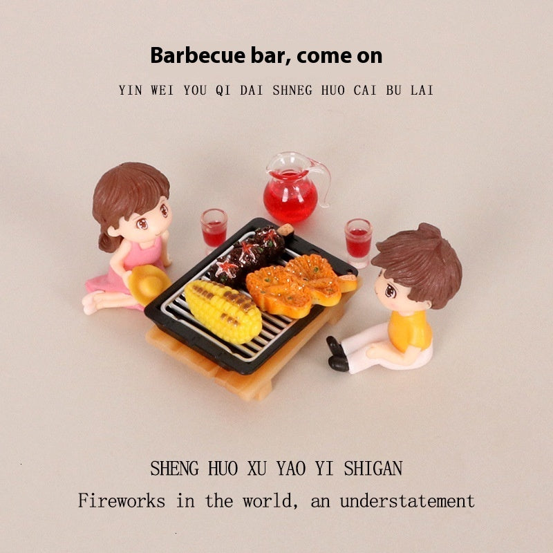 Creative BBQ Bar, Low Table Couple&#039;s Small Ornament, Summer Cold Drinks, Juice Drinking, Healing, Micro Landscape Scene Model