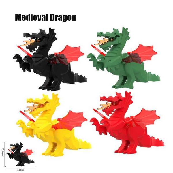 MOC Creative Medieval Dragon action Figures Model Building Blocks Bricks Collection DIY Fun Brinquedos Toys For Children giftsC250121