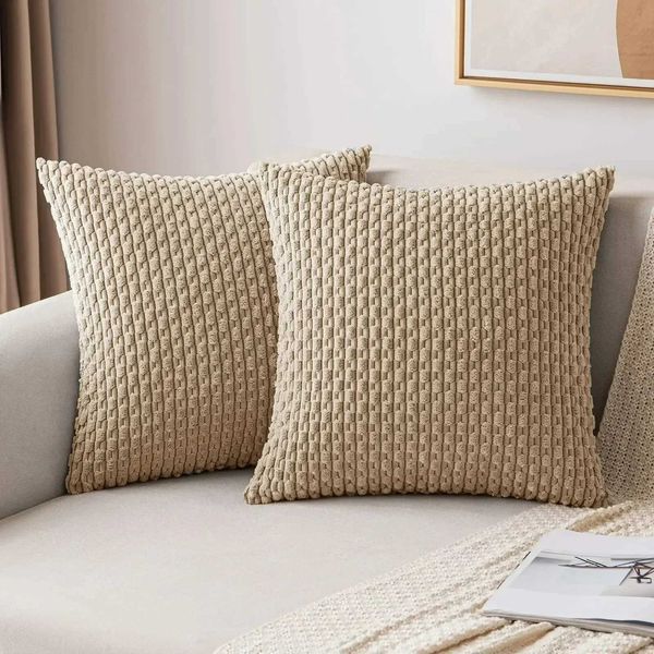 Corduroy Throw Pillowcase 45x45 for Sofa Mat Cover 50x50 Bed Living Room Plush Sleep Pillowcase Cotton Home Decoration Mat W240819
