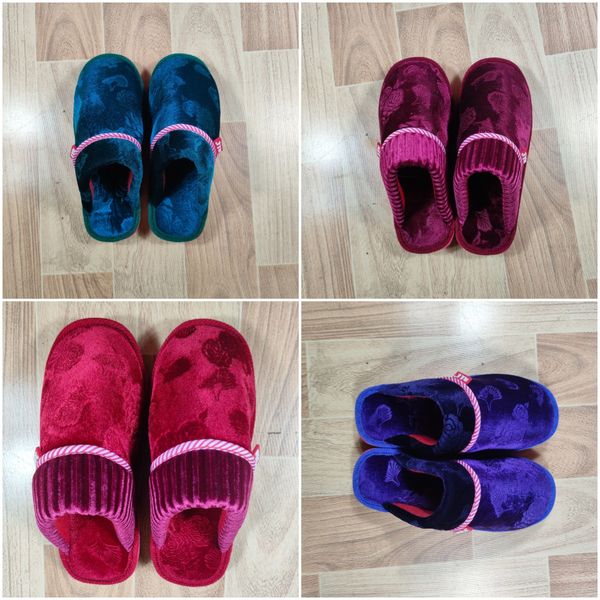 Flat Sandal New Winter Slipper Rubber Slides Women Warm Basic Plain Slippers Slip On Sandals Casual red Shoes