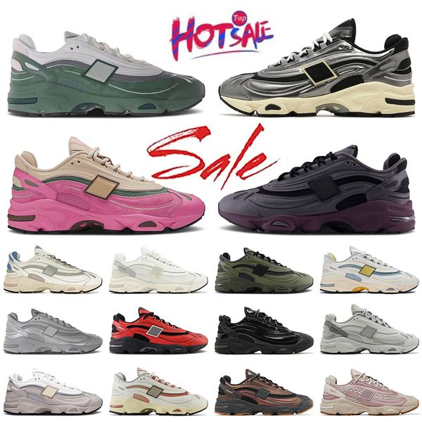 Wholesale 1000 Jogging Walking Running Shoes Womens Mens Platform Leather Tan Pink Green Grey Cream Sneakers Luxury Sea Salt Brown Silver Me