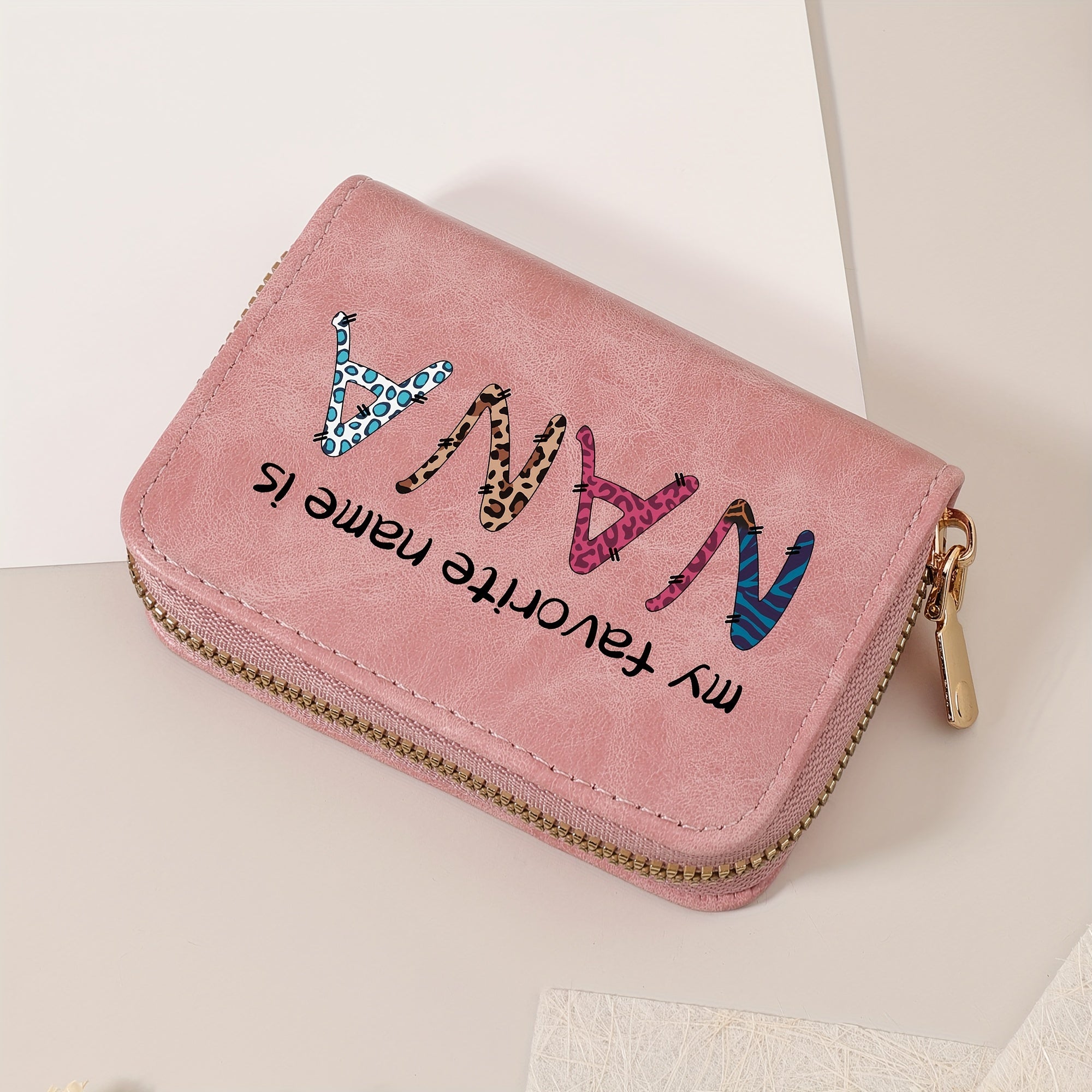 TEMU Wallet - " Is" Glittery Zipper Wallet, Compact Coin & Card Holder For Women, Brown Or Pink, Perfect Gift For Grandmothers, Gifts