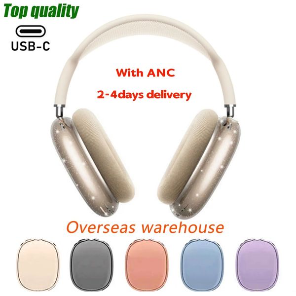 USA Stock Metal shell with ANC Air pro Max 2 3 4 Headband Headphone Accessories Transparent Silicone Waterproof Protective case podspro Max