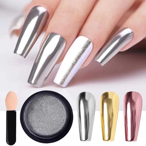 Mirror Nail Art Glitter Powder Rose Gold Silver Metallic Effect Nail Glitters For Nails UV Gel Polish Nail Chre Pigment DecorT250121