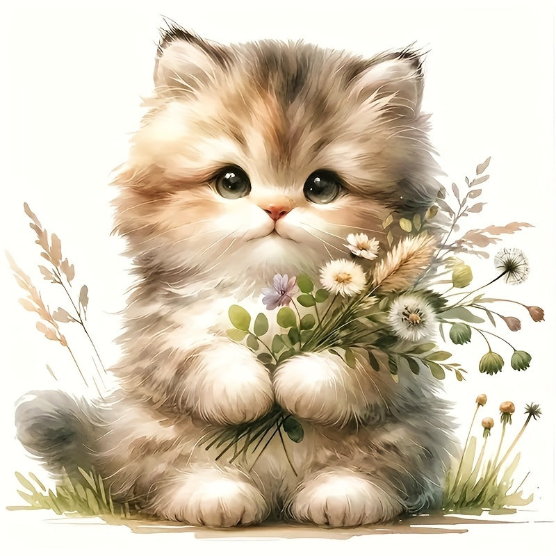 TEMU 6inch Cute Cartoon Cat Vinyl Decal Sticker - Self-adhesive Glossy Finish With Sparkling Accents, Vibrant Floral Kitten Design For Car, Laptop,