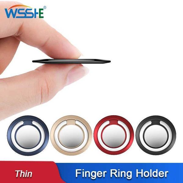 Cell Mounts Holders Rotatable Thin Magnetic Finger Ring Phone Holder 360 Degree Round Smartphone Socket Metal Car Stand Grip Telephone Acces