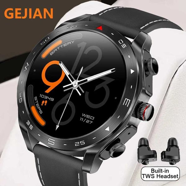 GEJIAN Earphones Watch 2-in-1 Wireless Dual Earphones Connection Call High end Business Sports Style Mens SmartWatch Z241227