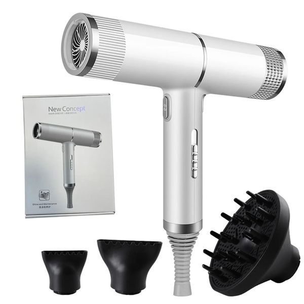 Infrared Hair Dryer with Cold Air, Fast Drying, 3 Heat Settings, Ionic Technology, ABS Material, Dual Voltage, EU Plug, White