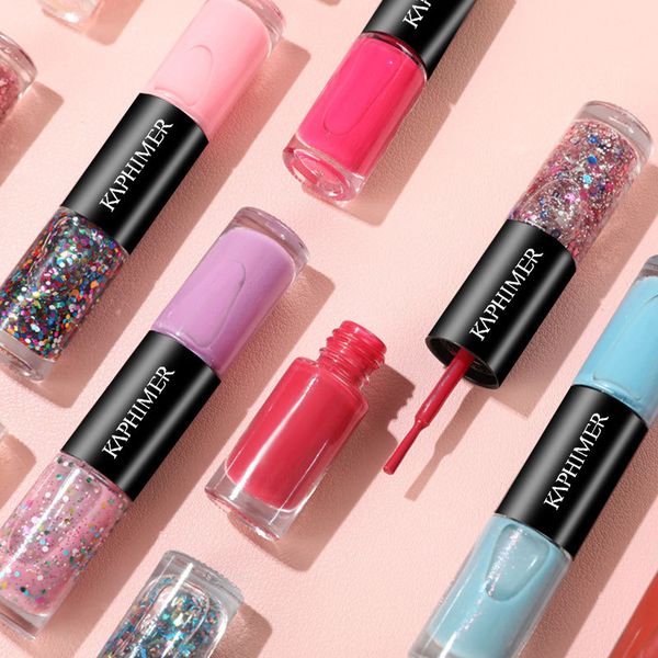 1PC Nail Polish Double-Headed Double Color Nail Polish Free Baking Transparent Quick Drying Long-lasting Non-Fading Oily Polish