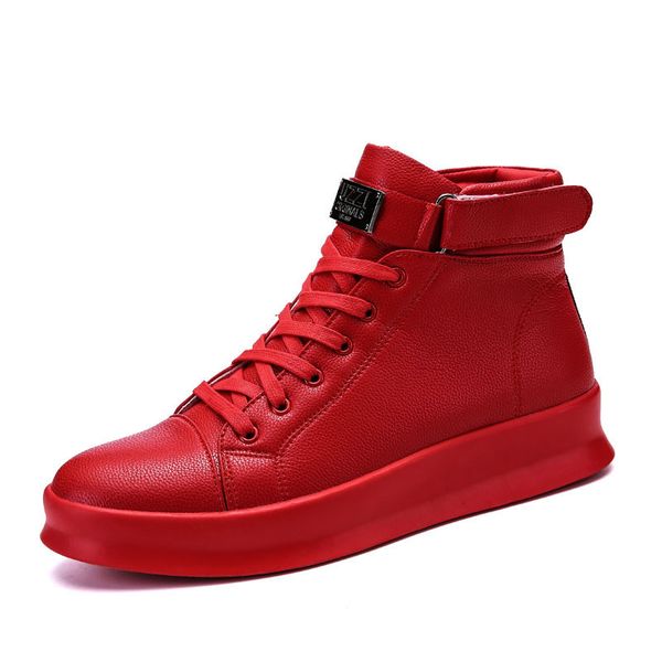 Red Leather High Top Skateboarding Sneakers Men 2024 dh5727163